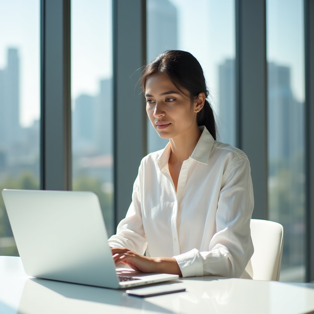 Freelancer lucrând pe laptop cu aplicația CRM deschisă